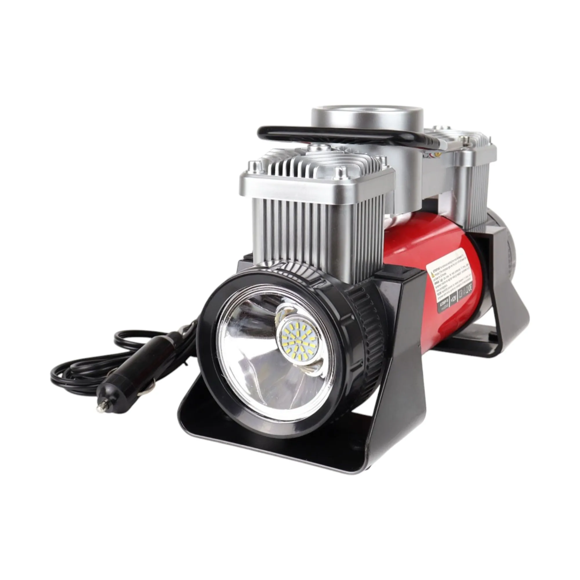 3Compresor auto ACOMP-18 metalic 2 cilindri 12V cu două pistoane si manometru-Photoroom Compresor auto 2 cilindri 12V HQ cu kit reparație 150 PSI 60L/min - imagine 4