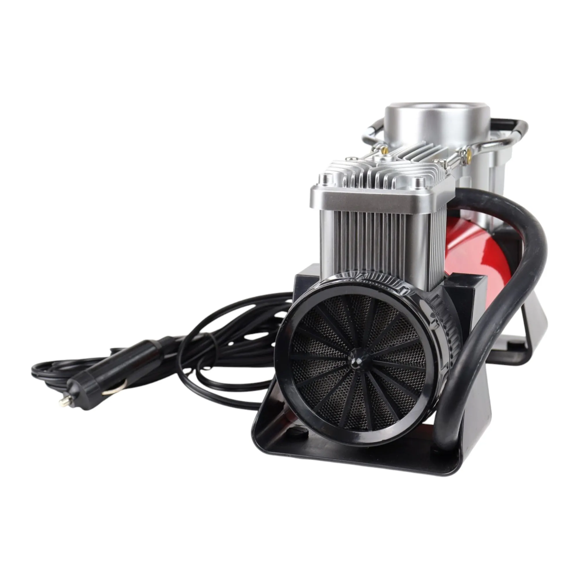 4Compresor auto ACOMP-18 metalic 2 cilindri 12V cu două pistoane si manometru-Photoroom Compresor auto 2 cilindri 12V HQ cu kit reparație 150 PSI 60L/min - imagine 5