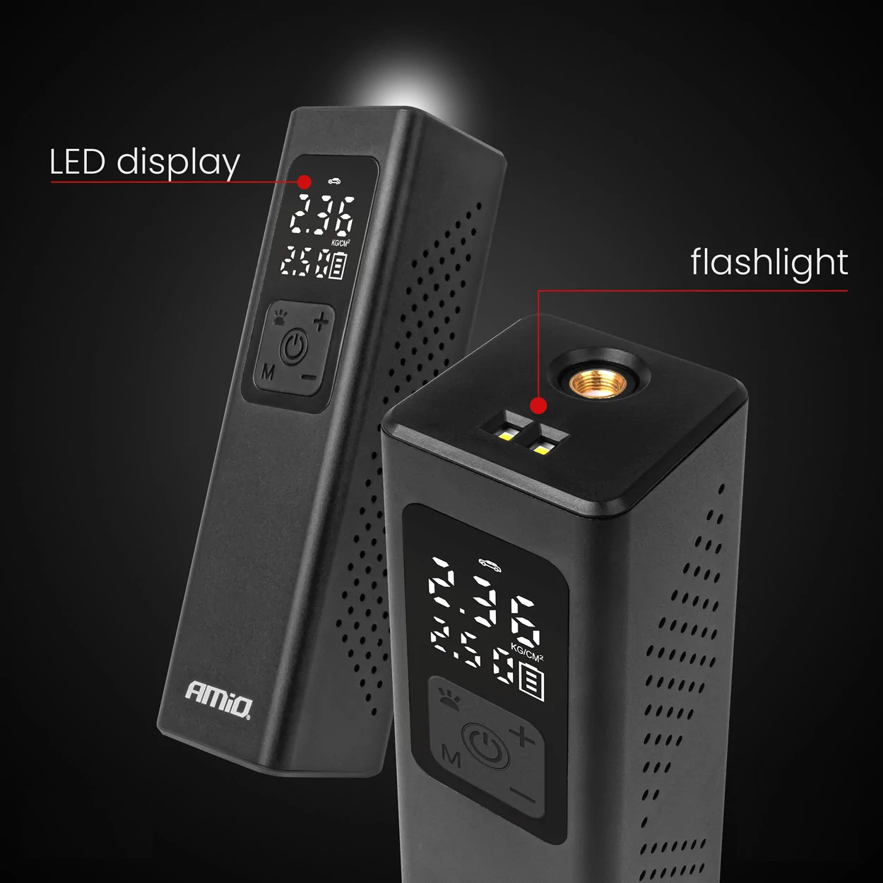 Compresor auto portabil 12V, digital, 100W, 10 bar, LED, 4 adaptoare - imagine 4