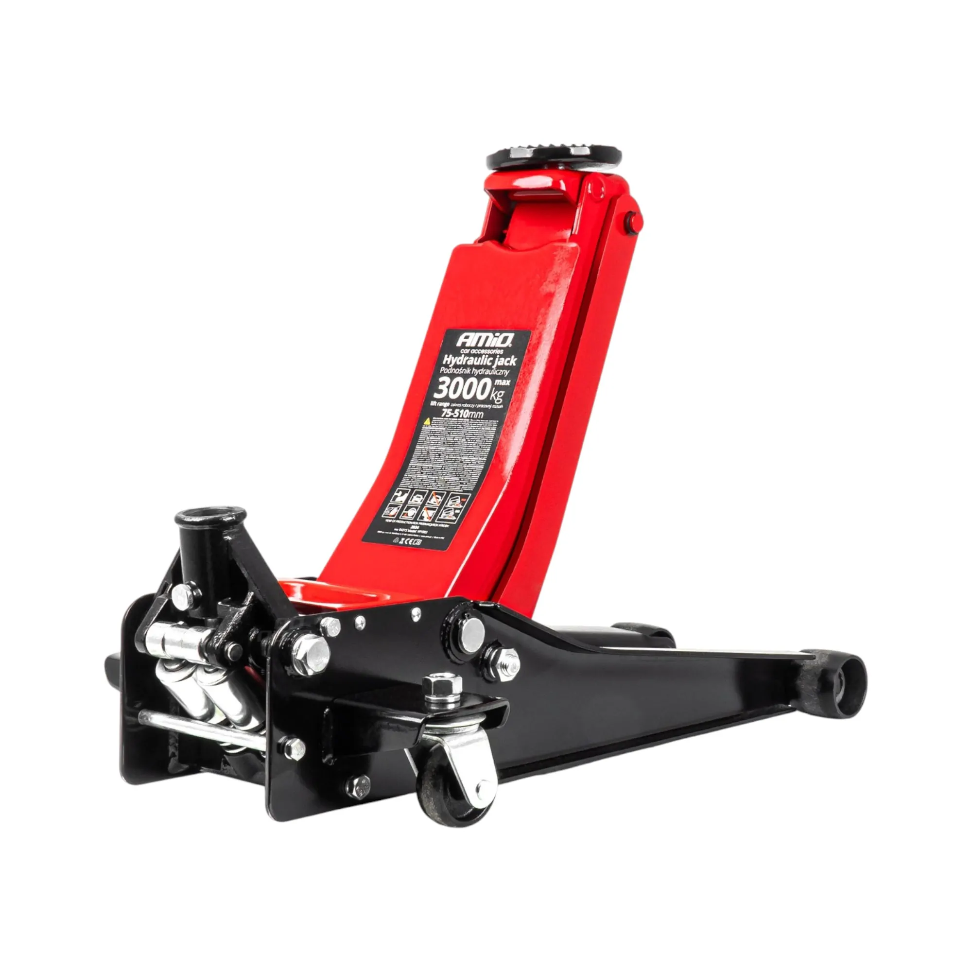 Cric hidraulic 3 tone cu profil redus, tip broască, 3000kg CE 75/510mm - imagine 1