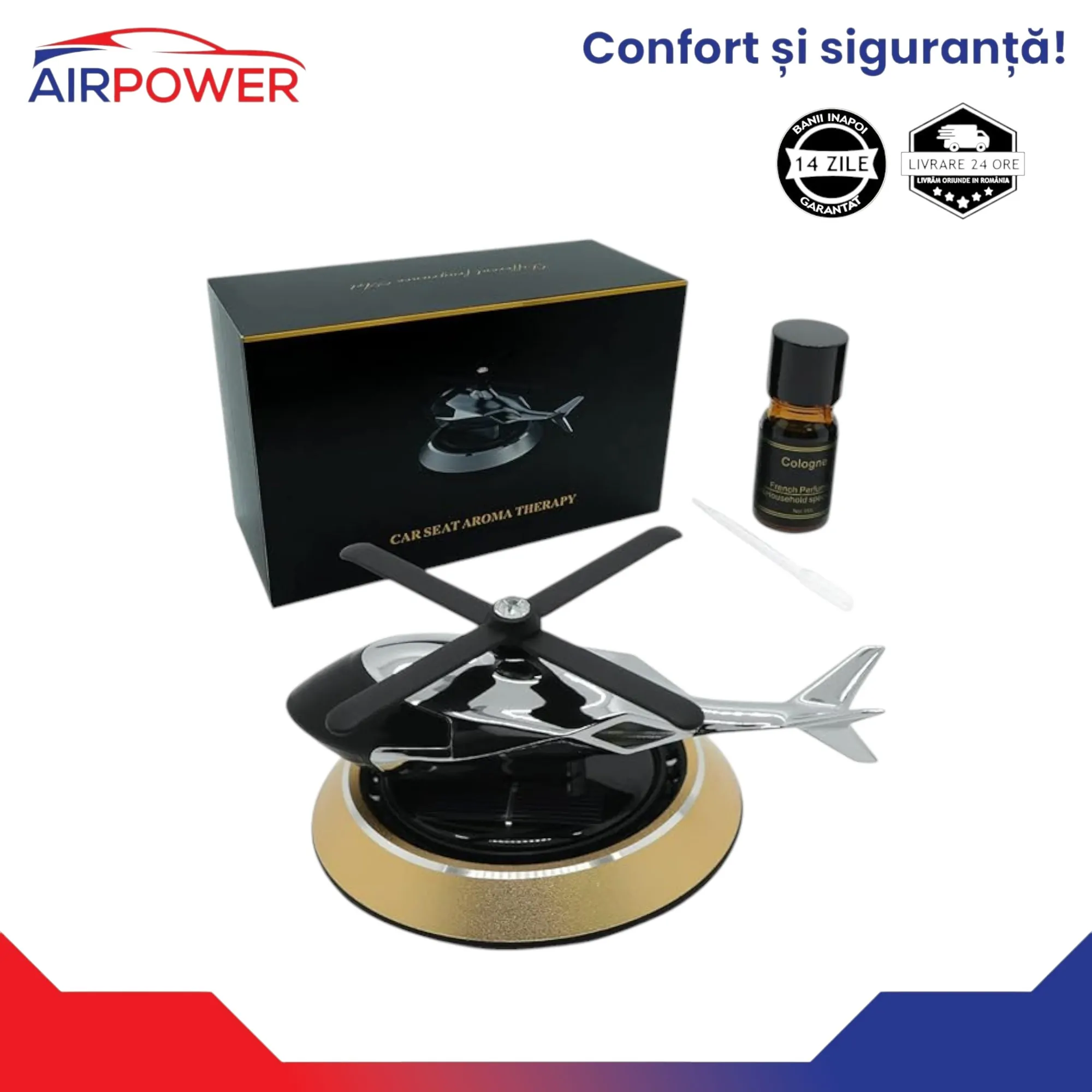Elicopter Aromat – Odorizant Auto Solar & Reutilizabil Auriu - imagine 2