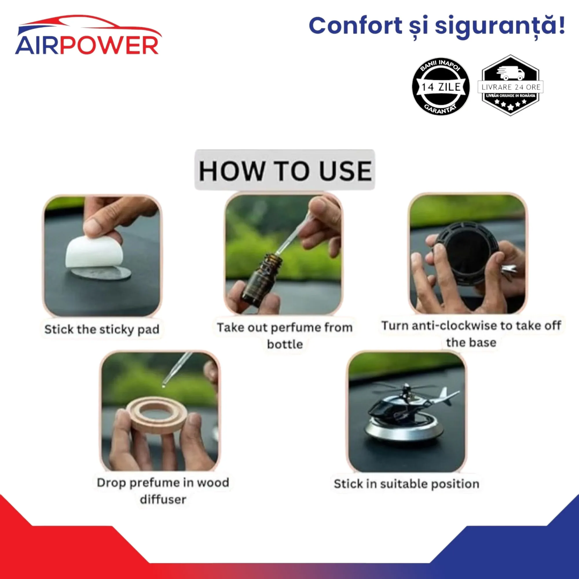 Elicopter Aromat – Odorizant Auto Solar & Reutilizabil Auriu - imagine 3