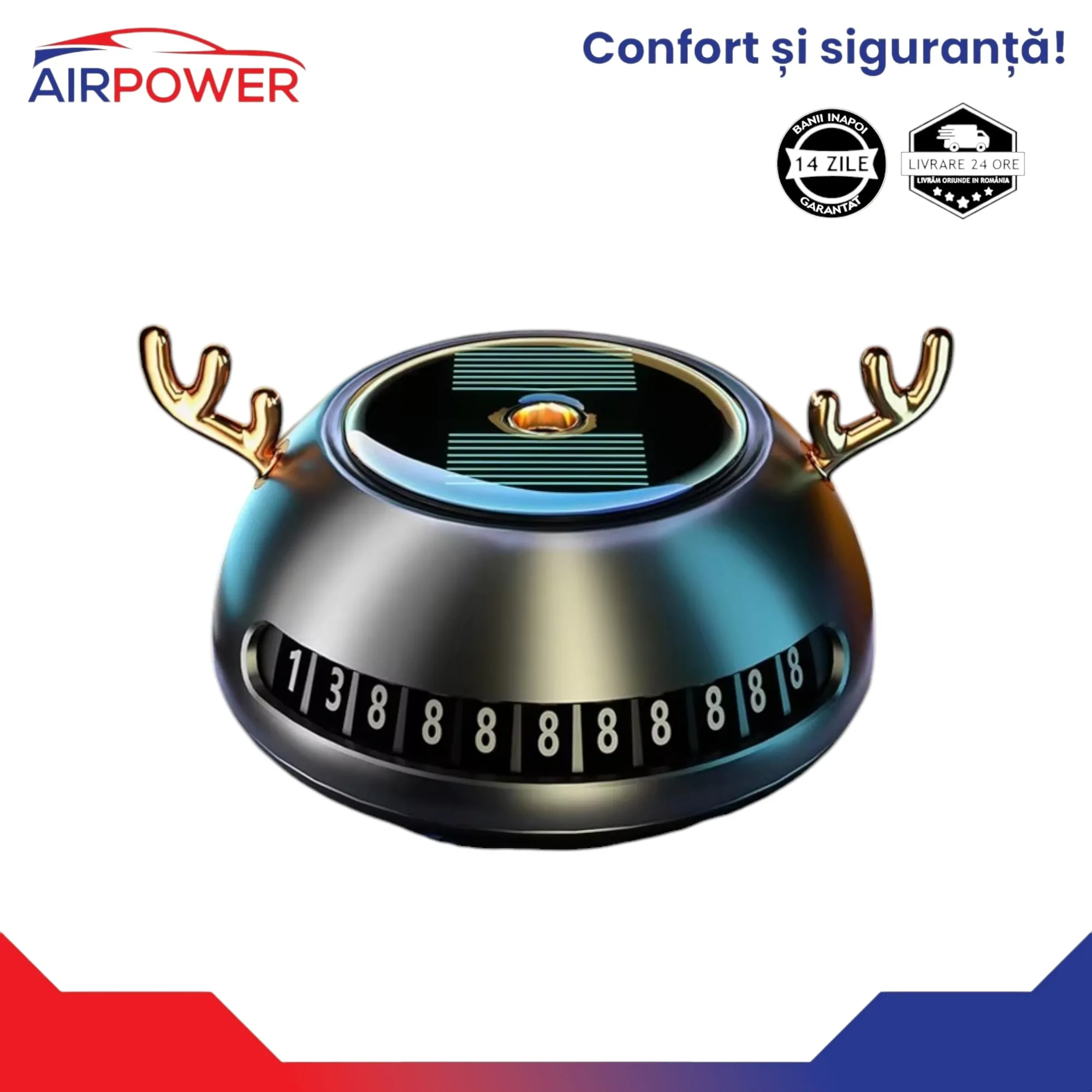 Odorizant Solar Auto Aroma – Difuzor Inteligent pentru Mașină cu Încărcare Solară și Control Spray negru - imagine 2