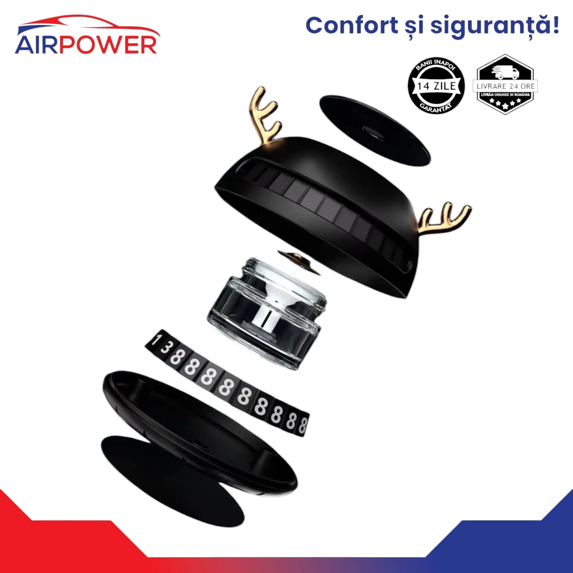 Odorizant Solar Auto Aroma – Difuzor Inteligent pentru Mașină cu Încărcare Solară și Control Spray negru - imagine 3