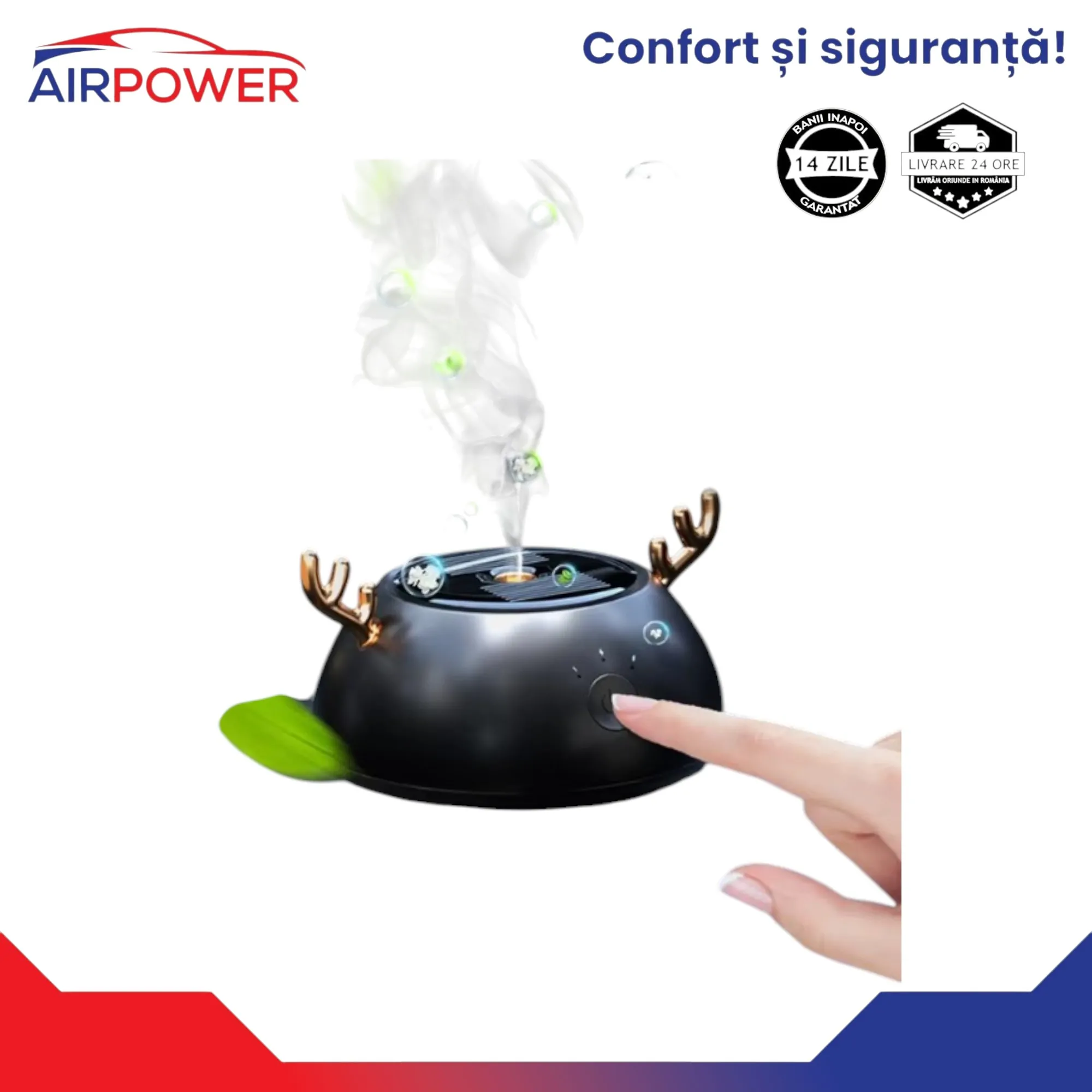 Odorizant Solar Auto Aroma – Difuzor Inteligent pentru Mașină cu Încărcare Solară și Control Spray negru - imagine 4