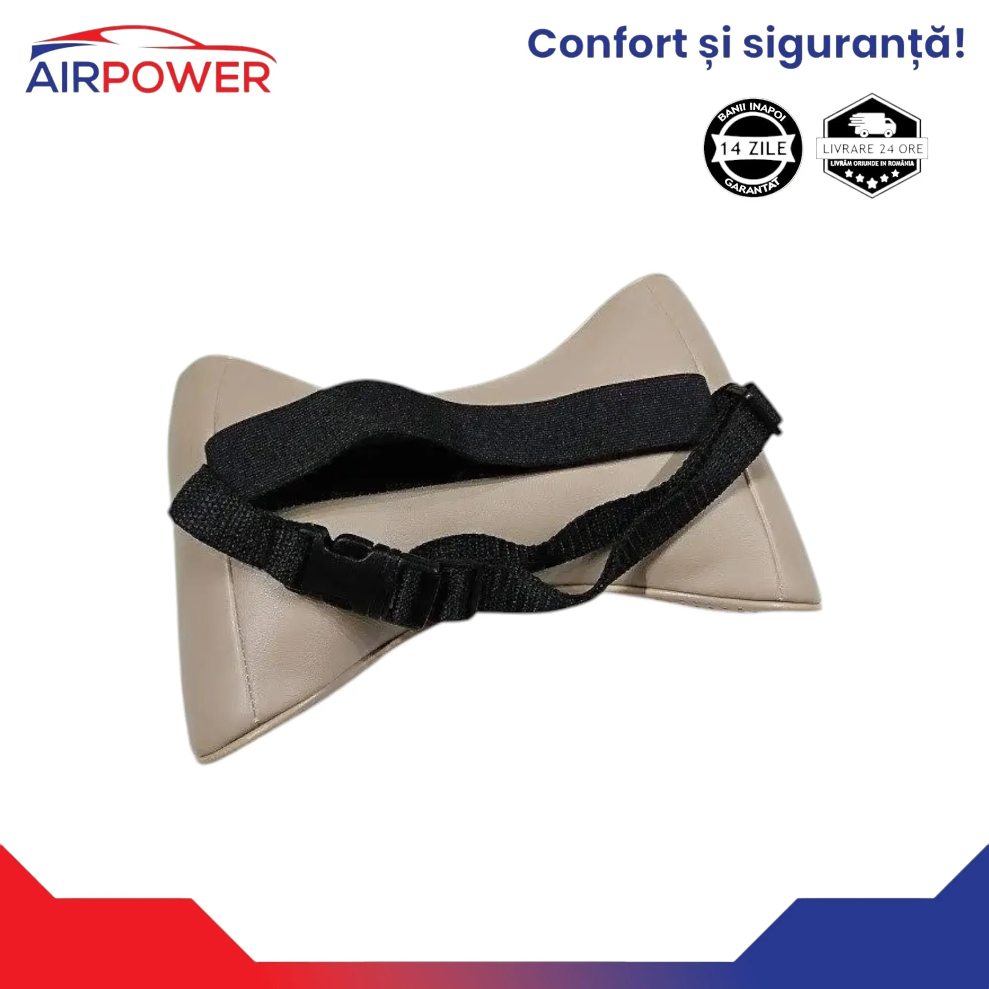 Perna tetiera auto cu logo Toyota bej 1 buc. - imagine 2