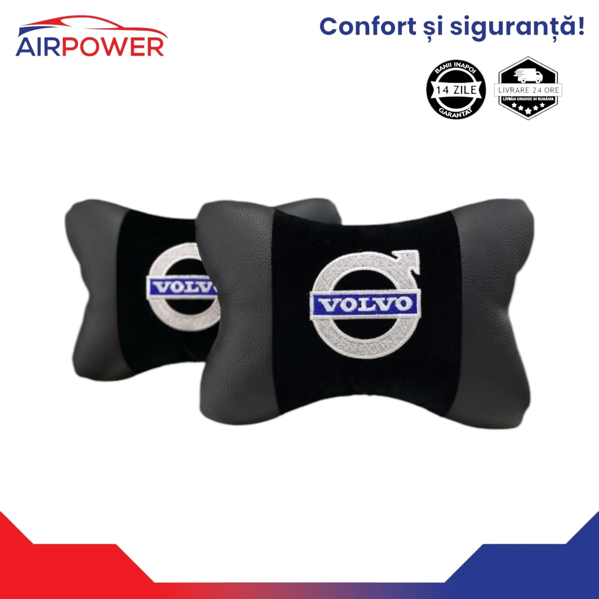 Perne auto-suport pentru tetieră auto personalizate cu broderie VOLVO - imagine 1